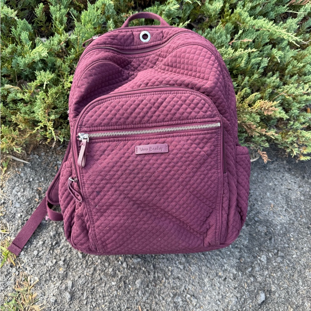 Vera Bradley Purple Quilted Backpack with Diamond Pattern